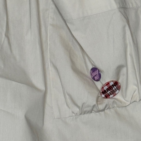 Fiorucci Cotton Beige Front Pockets A-Line Mini Skirt Womens Size IT 38 / US 2 - Picture 2 of 11